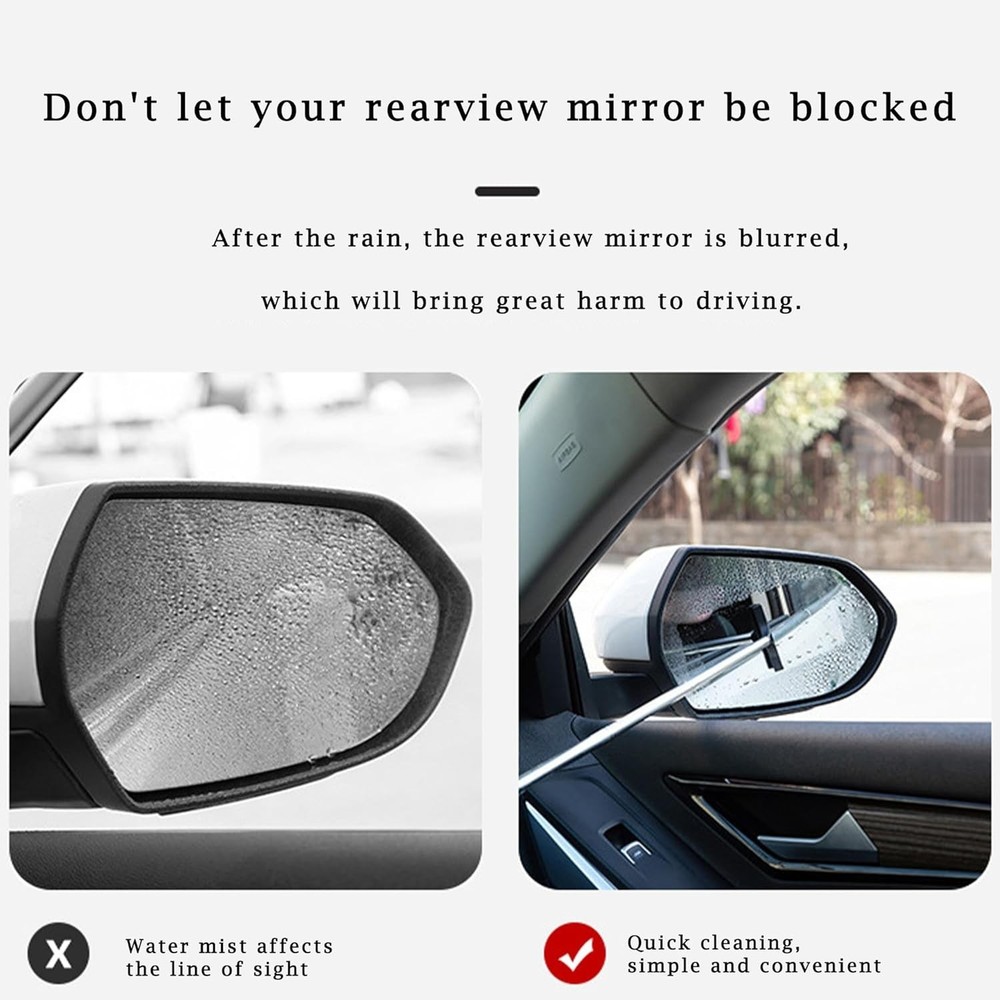 3 PCS Side Mirror Squeegee Car Mirror Squeegee,Retractable Car Rearview Mirror