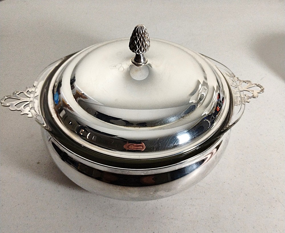 Vintage Reed & Barton Silver-Plated Covered Casserole with Pyrex Insert