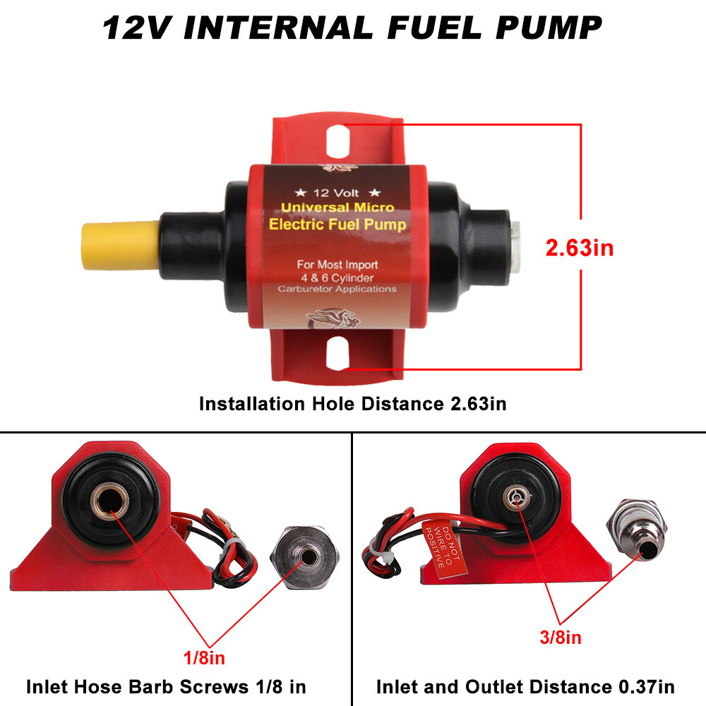 2-3 PSI 28 GPH Low Pressure Electric Inline Fuel Pump Carburetor Gas Universal