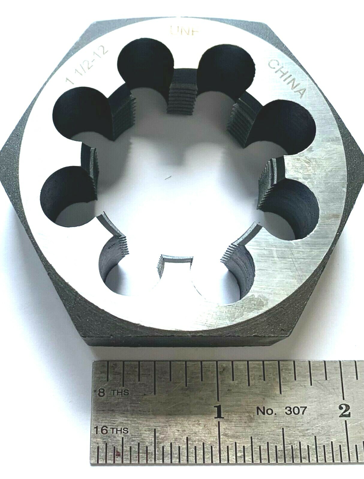 1-1/2-12 UNF CARBON STEEL HEX RETHREADING DIE - NEW!