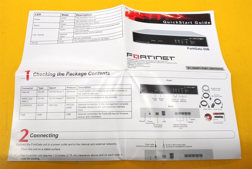 ⭐️⭐️⭐️⭐️⭐️ Fortinet Tools & Documentation Disc w Start Guide for FortiGate-50B