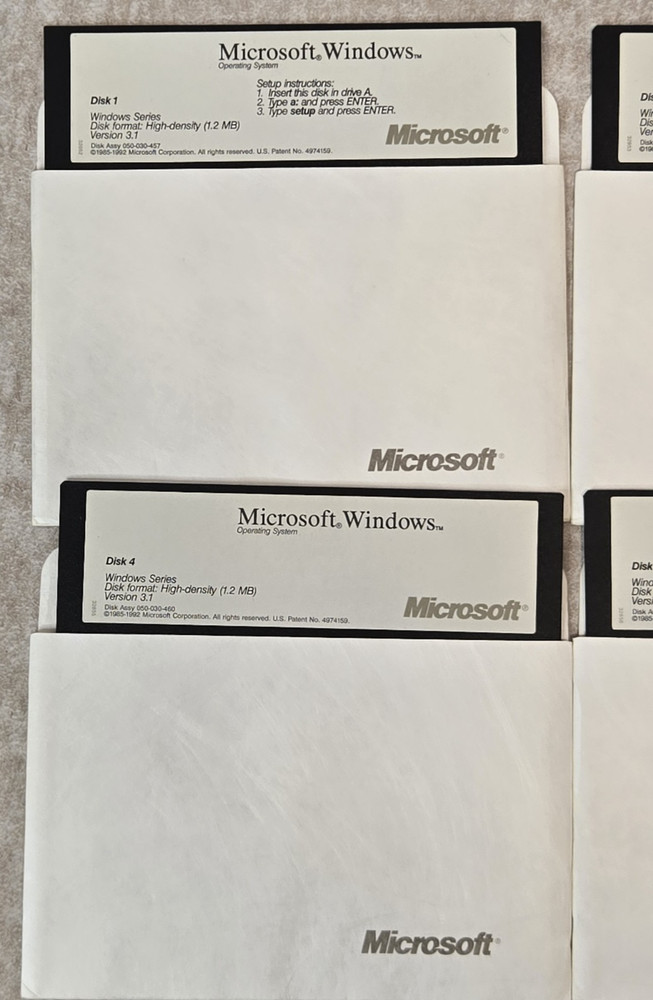 Microsoft Windows Version 3.1 Operating Software 5.25" Floppy Disks 7 OEM Disks