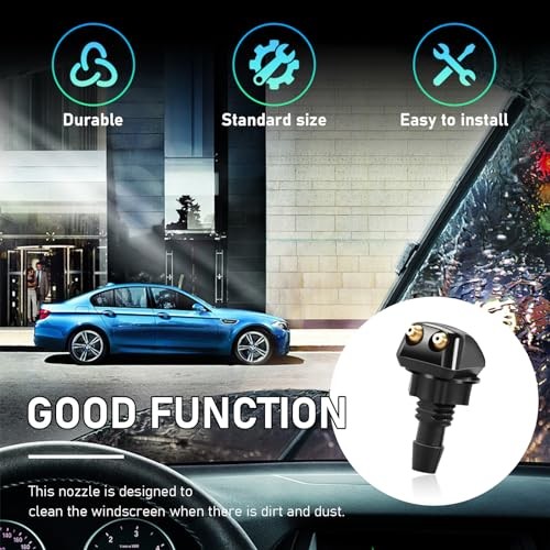 2 PCS Front Windshield Washer Nozzles, Double-Hole Car Front Windshield Washer