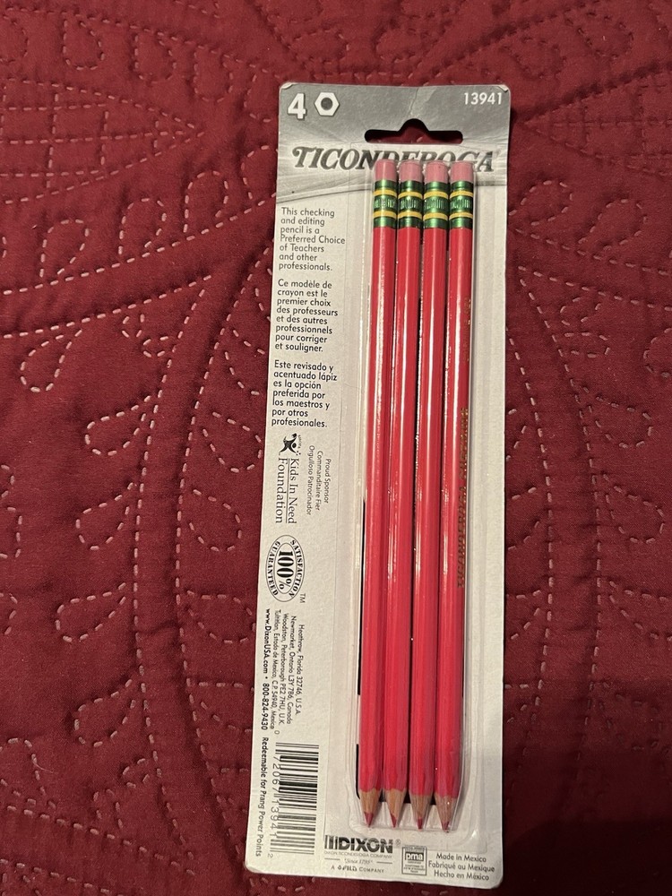 TICONDEROGA Red Erasable Checking Pencils #13941 Pre-Sharpened