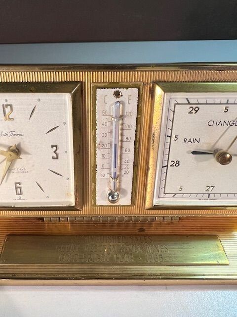 Vintage Seth Thomas Clock Alarm- Thermometer- Barometer- #L35