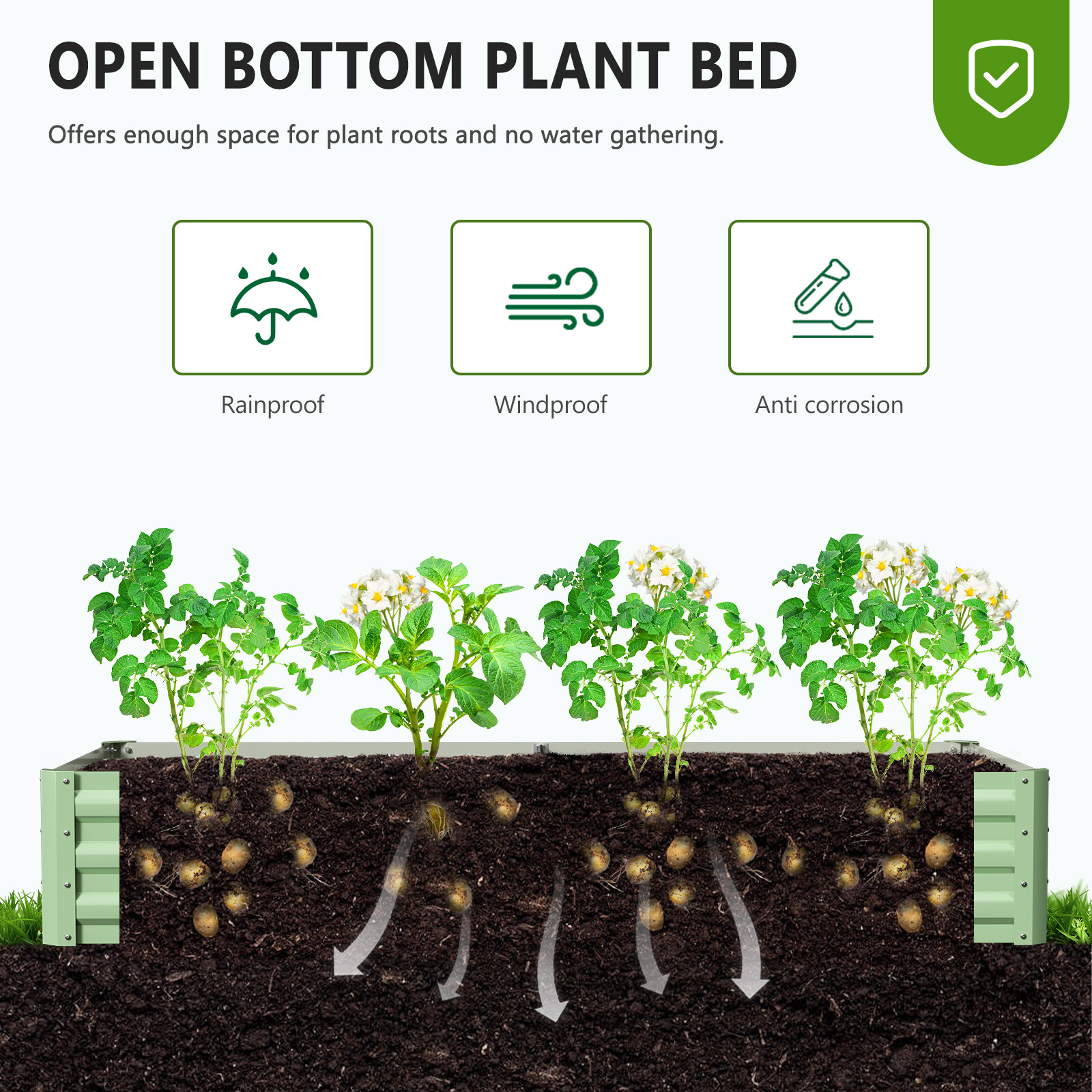 SLSY Galvanized Raised Garden Bed with 85in Tall Garden Trellis for Vegetables