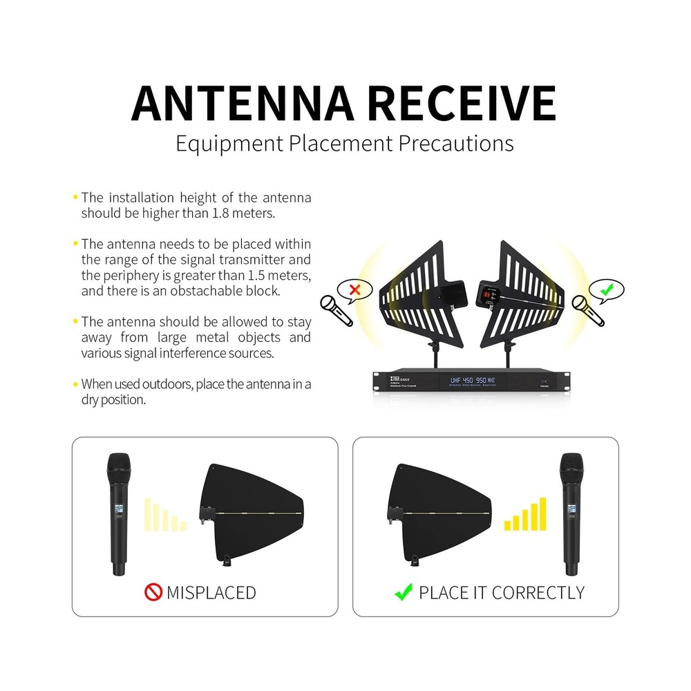 XTUGA GA816 UHF Wireless Antenna Distribution System with Paddle, 360°Activ