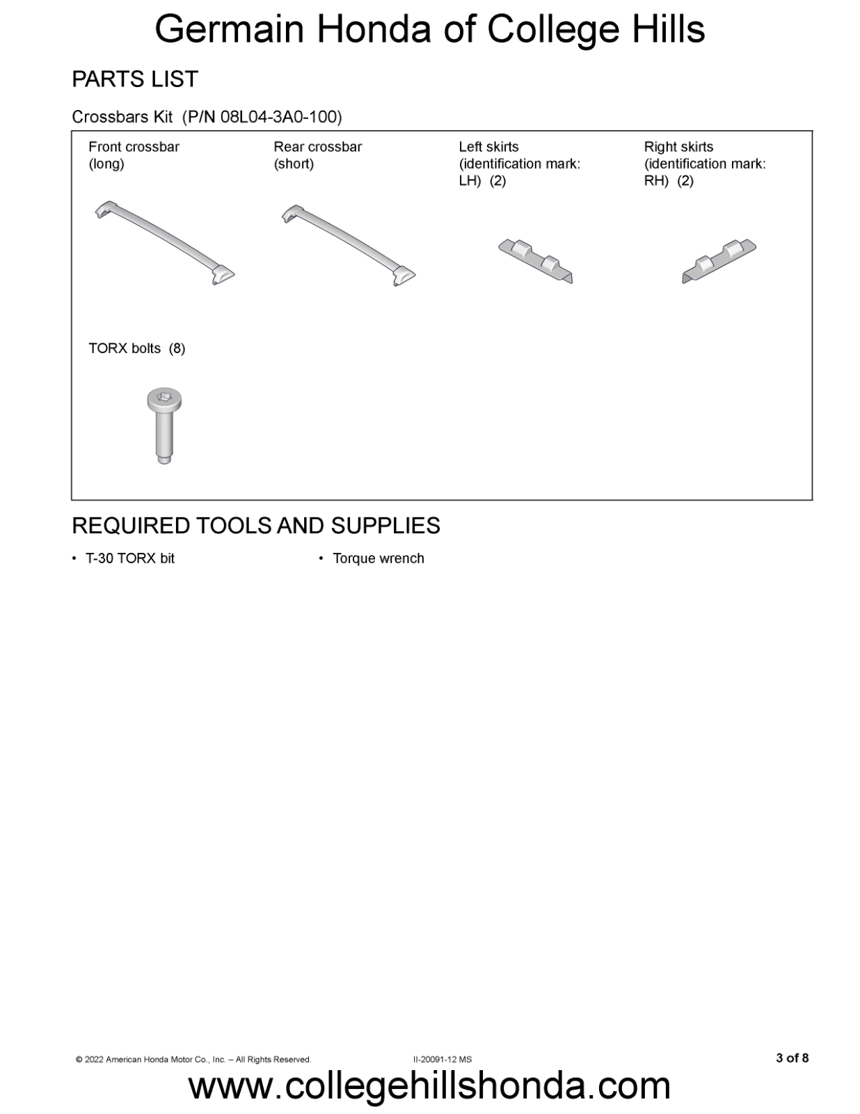 2023-2025 Genuine Honda CR-V Cross Bars OEM! NEW! 08L04-3A0-100