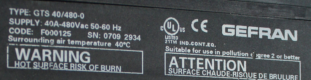 GERFAN GTS 40/480-0 Control Module