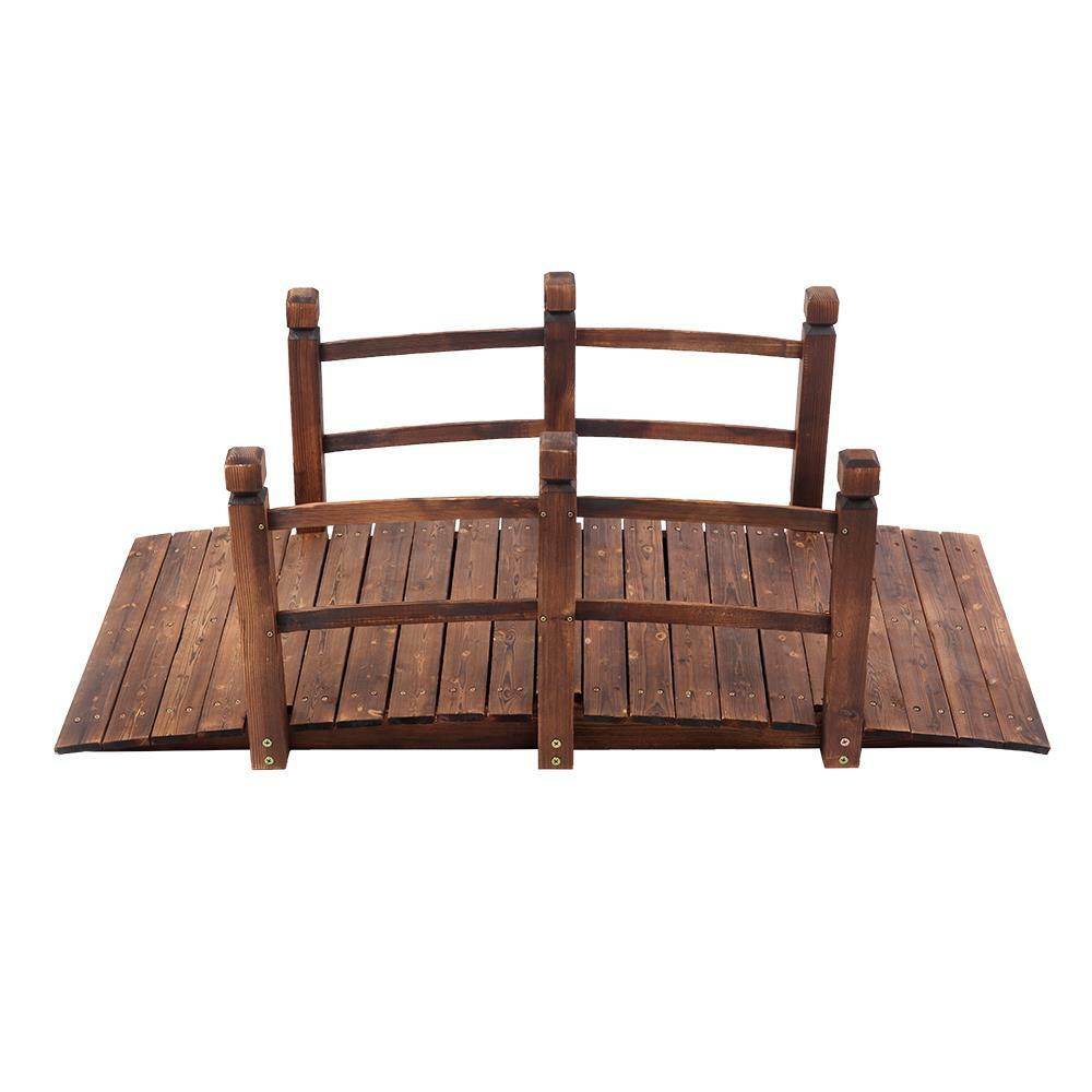 5ft Wooden Bridge Stained Decorative Solid Wood Courtyard Outdoor Garden Stable