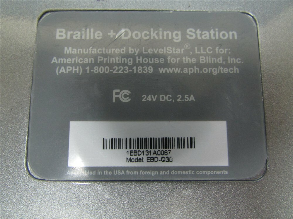 Used APH Braille +Docking Station EBD-Q30 Untested