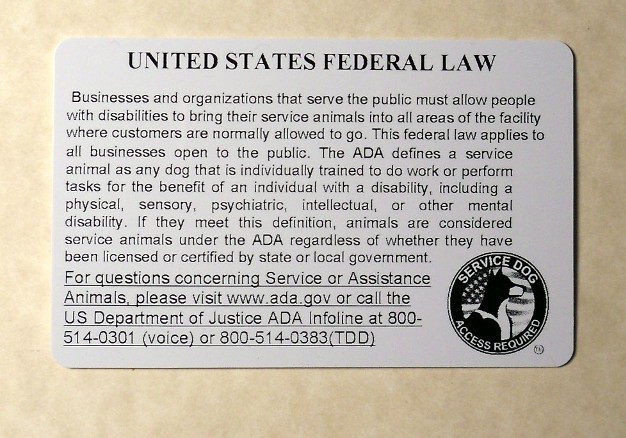 SERVICE DOG ID CARD FOR SERVICE ANIMAL PROFESSIONAL ADA RATED 0