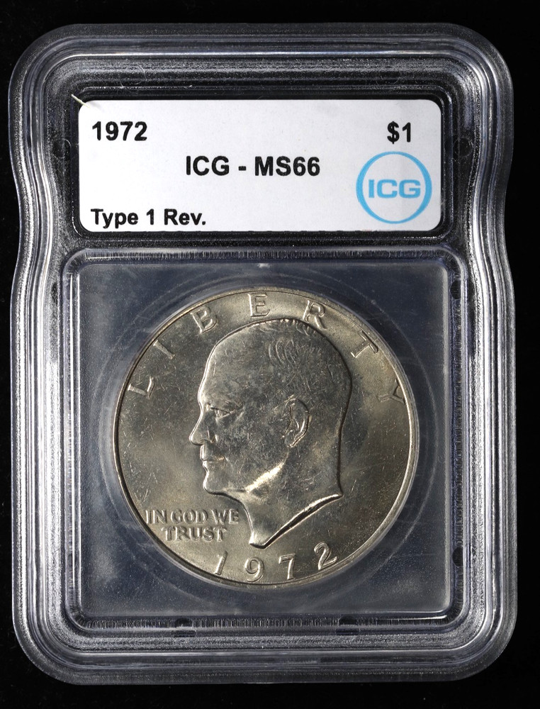 1972 $1 Eisenhower Dollar Type 1 Reverse ICG MS66