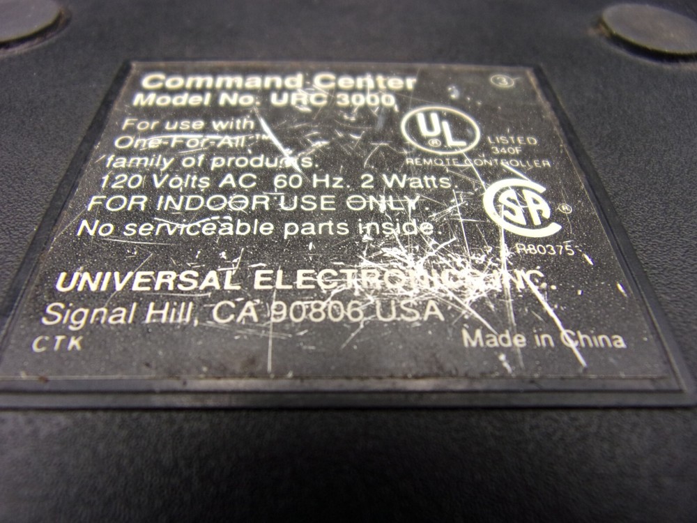 Control Pad One For All Command Center Wireless Model No. URC 3000