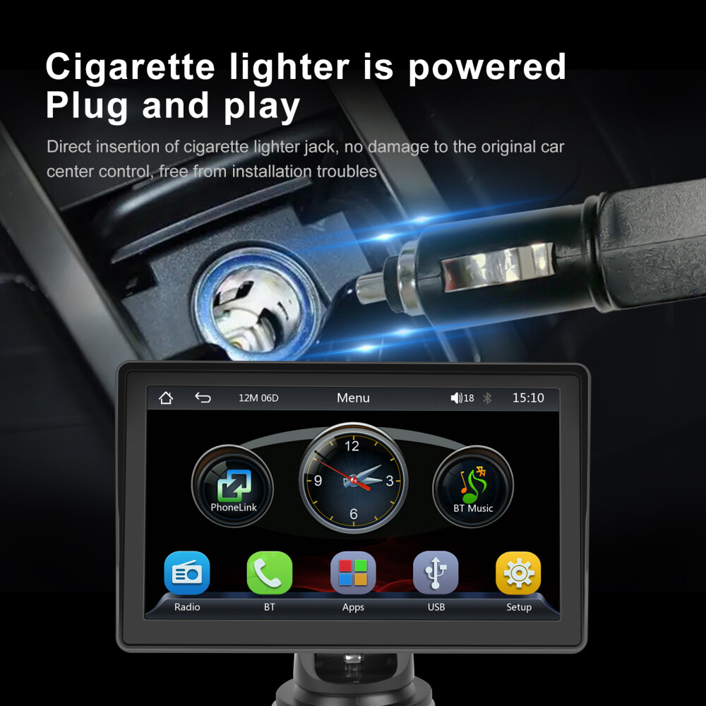 7'' Portable Wireless Apple CarPlay Android Auto Touch Screen Car Radio Stereo