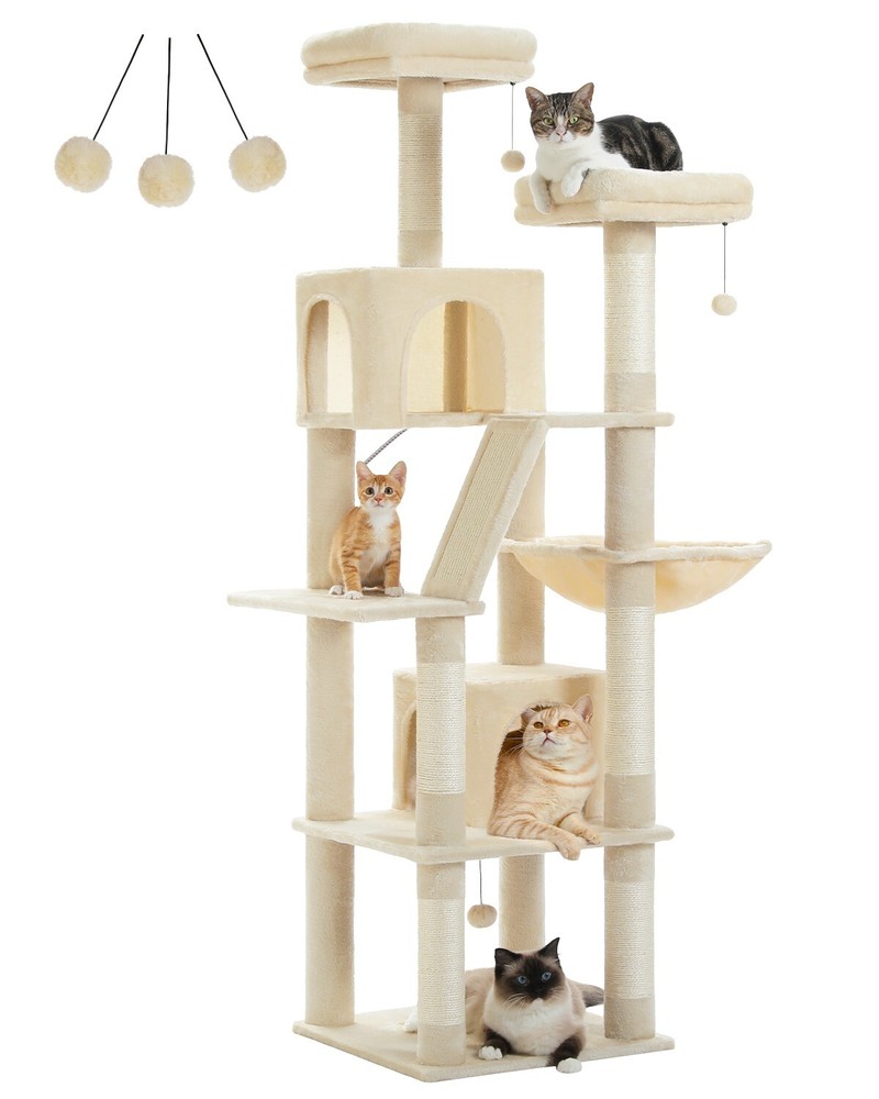 Upgrade Cat's Playtime: Multi-Level Cat Tower with Extra thick scratching Post