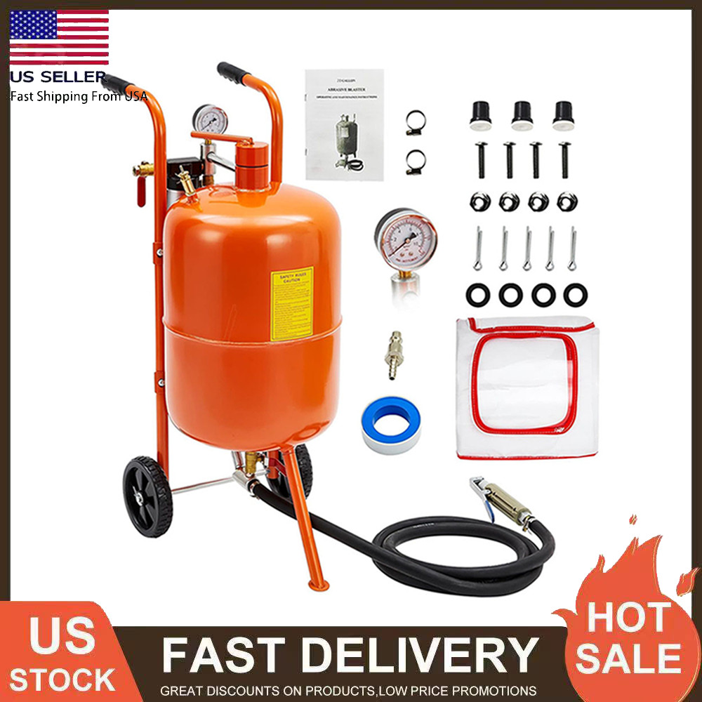10Gallon Sandblaster 125PSI Pressure Air Sand Blasting Portable Abrasive Blaster