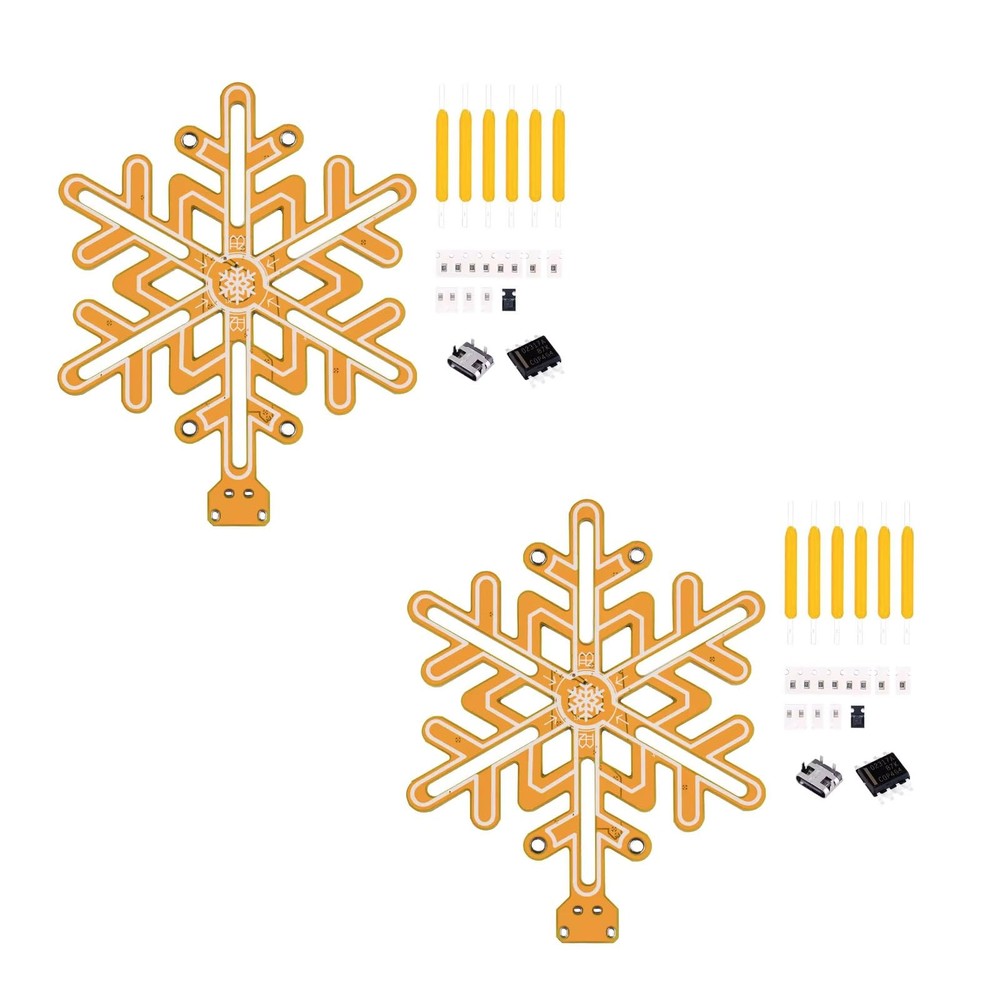 2 PCS Touch Dimming Snowflake Lighting Soldering Practice Kit PCB Board for S...