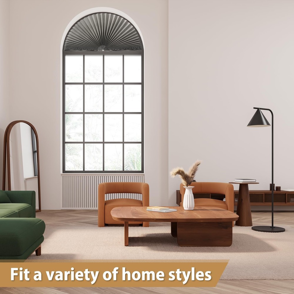 Zipcase 2 Pack Arch Window Shade, Light Filtering Fabric 2 Pack, Grey