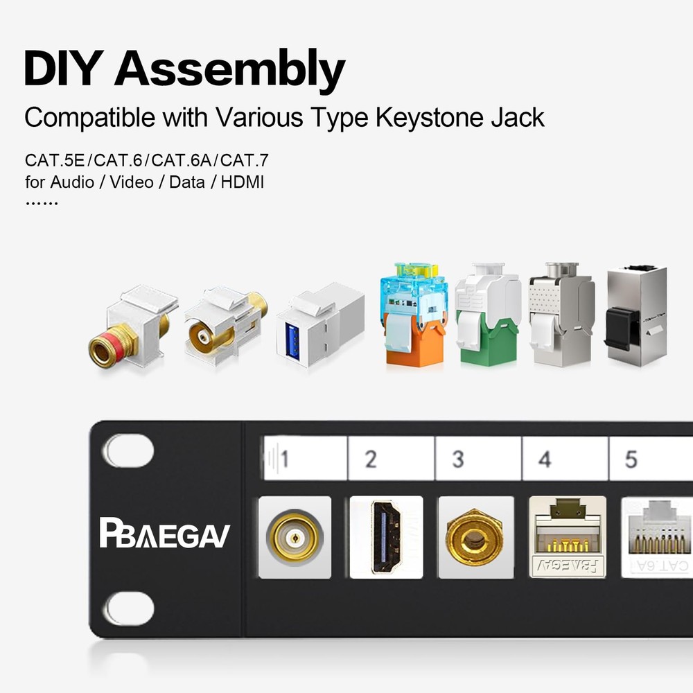 12 Port Patch Panel Blank UTP/STP 1U 19“ Keystone Patch Panel with Cable Mana...