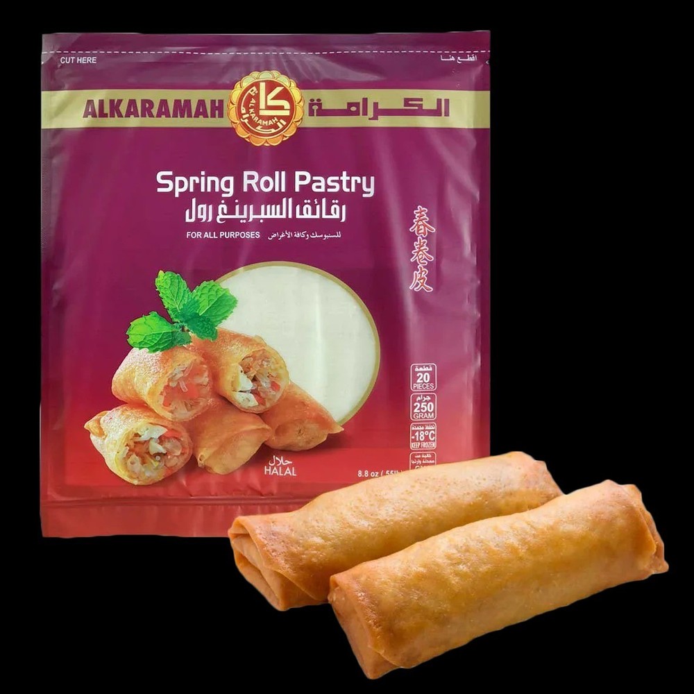 AlKaramah Spring Roll Pastry Big Size 250g – Thin Dough Sheets Wrapper