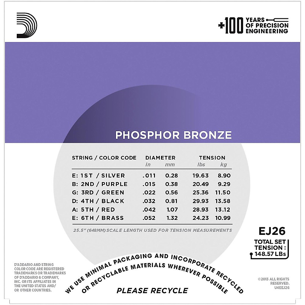 D'Addario EJ2610-P 10-Pack Custom Light Acoustic Guitar Strings