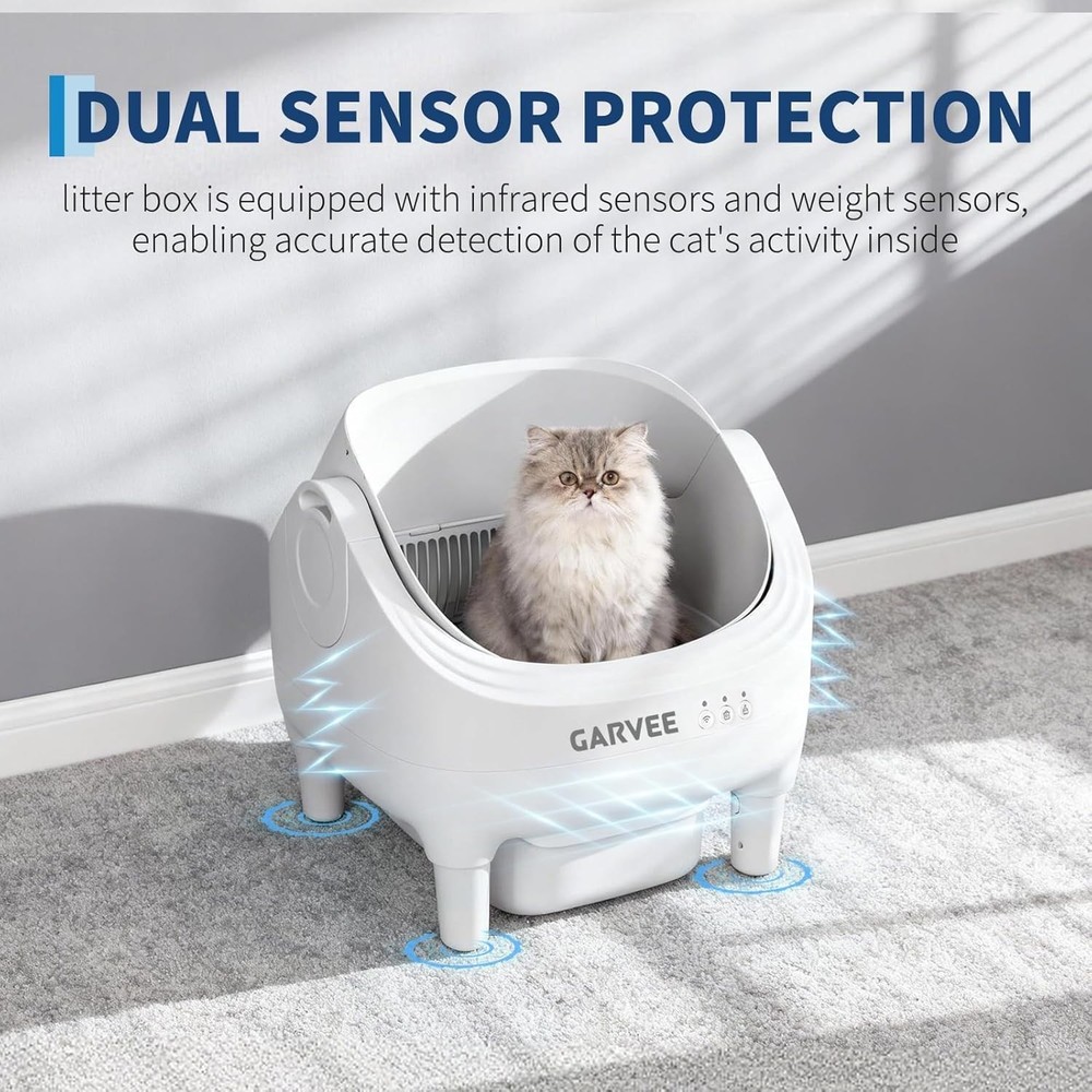 Automatic Self-Cleaning Cat Litter Box, App Control, Open Top, Odor Control