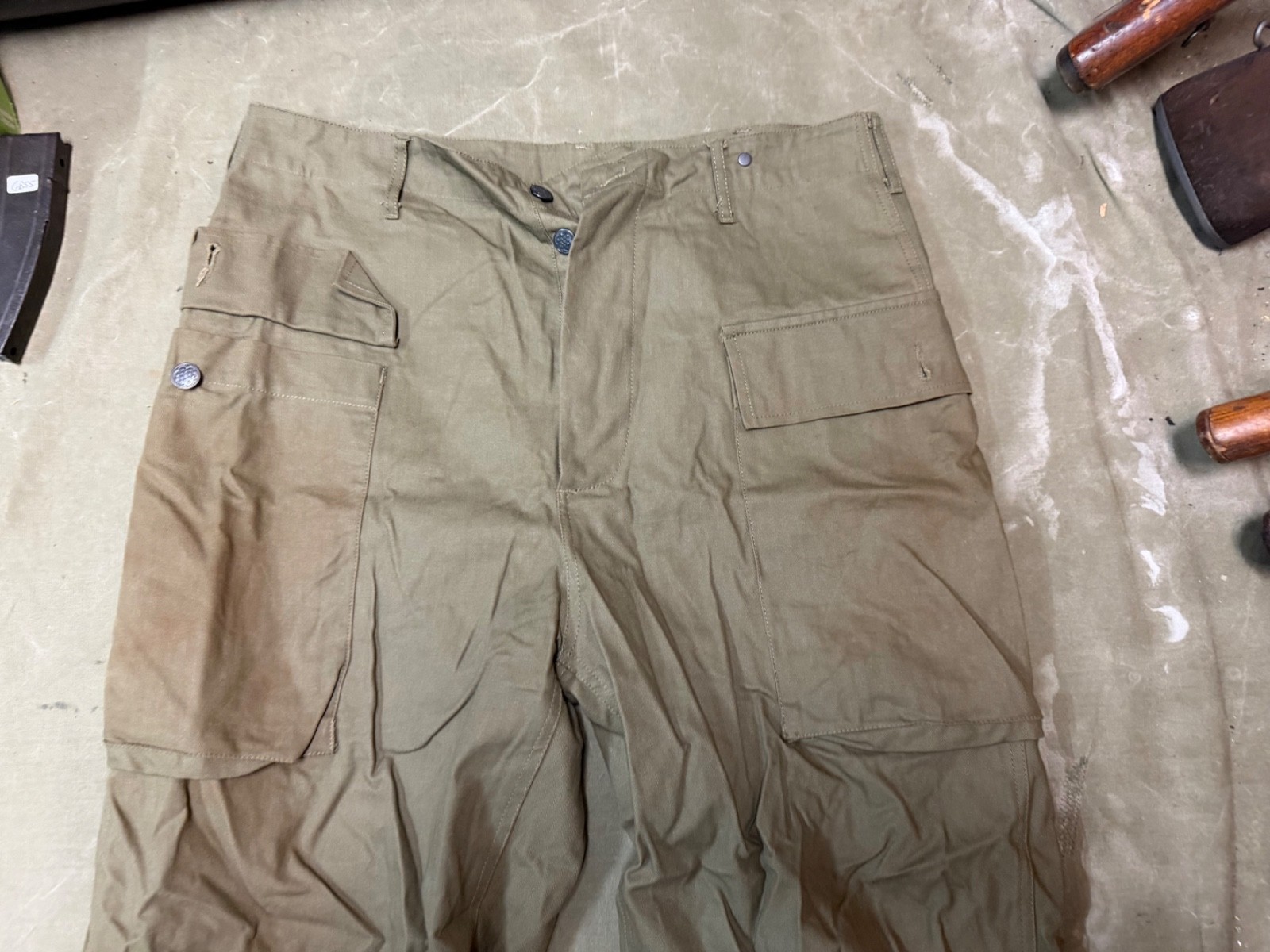 WWII US ARMY DARK SHADE HBT COMBAT FIELD TROUSERS- MEDIUM 34 WAIST