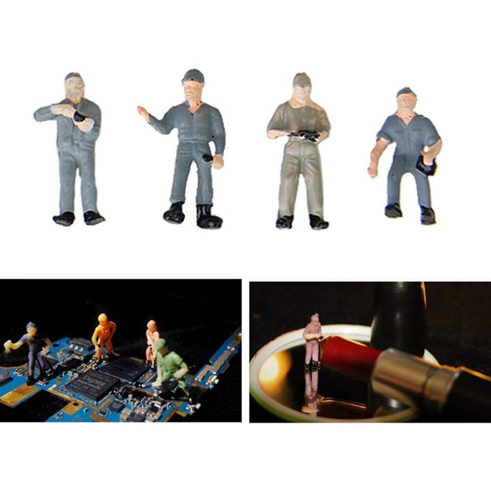 25pcs Simulation Train Track Railroad Worker Model People Figures with Tools ...