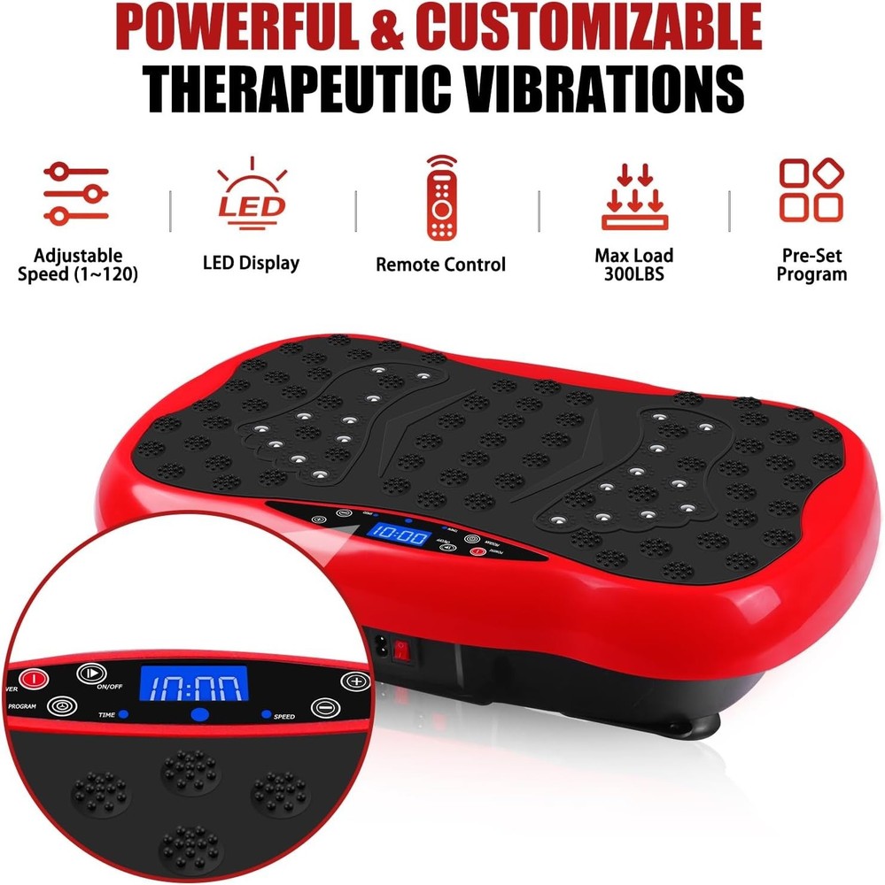Portable Vibration Plate Exercise Machine with Resistance Bands & Remote Control