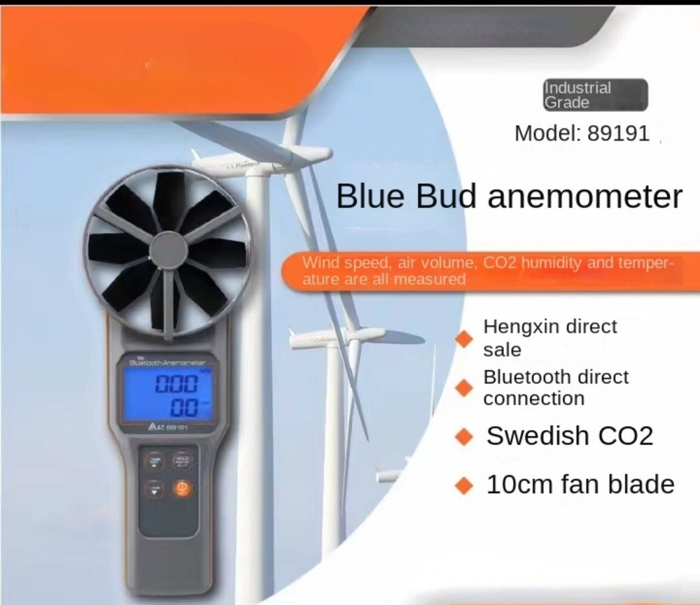 AZ89191 Bluetooth Temp./CO2 Anemometer Wind Speed Meter Air Velocity Tester