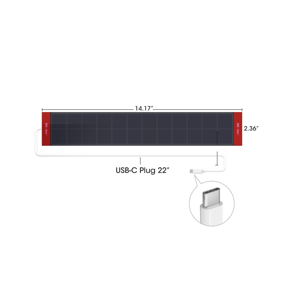Solar Panel Mobile Power USB-C Plug Mounted on Windows, Charger for Roller Sh...