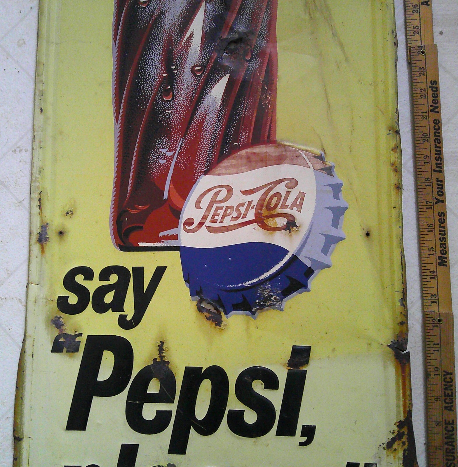 1953 Pepsi sign vintage collectible old soda pop advertising -Stout USA -4 foot