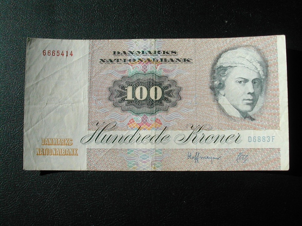 Denmark 100 Kroner Banknote 1972 / Good Grade