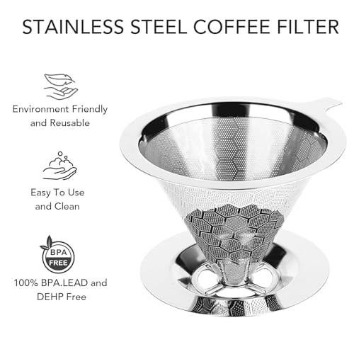 Pour over Coffee Maker, Reusable Metal Coffee Filter, Single Cup Pour over,