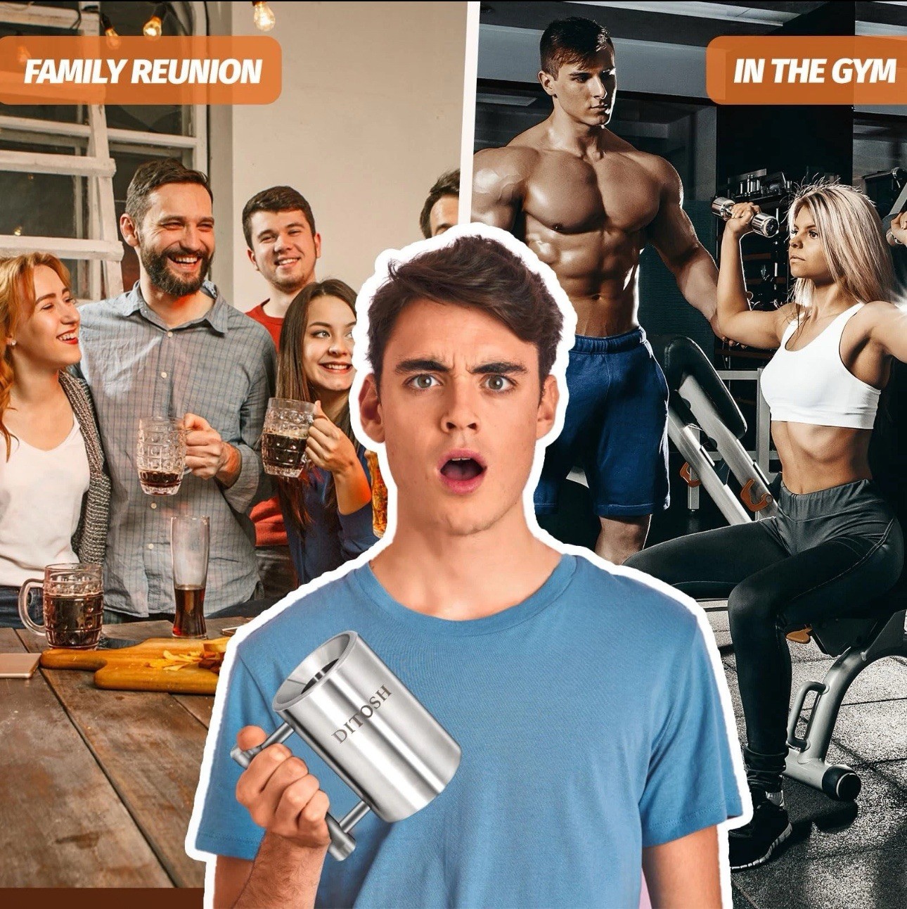 8kg 17.6lb Heavy Coffee Mug Challenge 304 Stainless Steel Dumbbell Cups Silve...