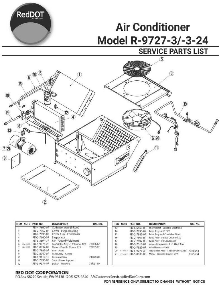 Red Dot AC Unit 24v Rooftop Mount R-9727-3-24P