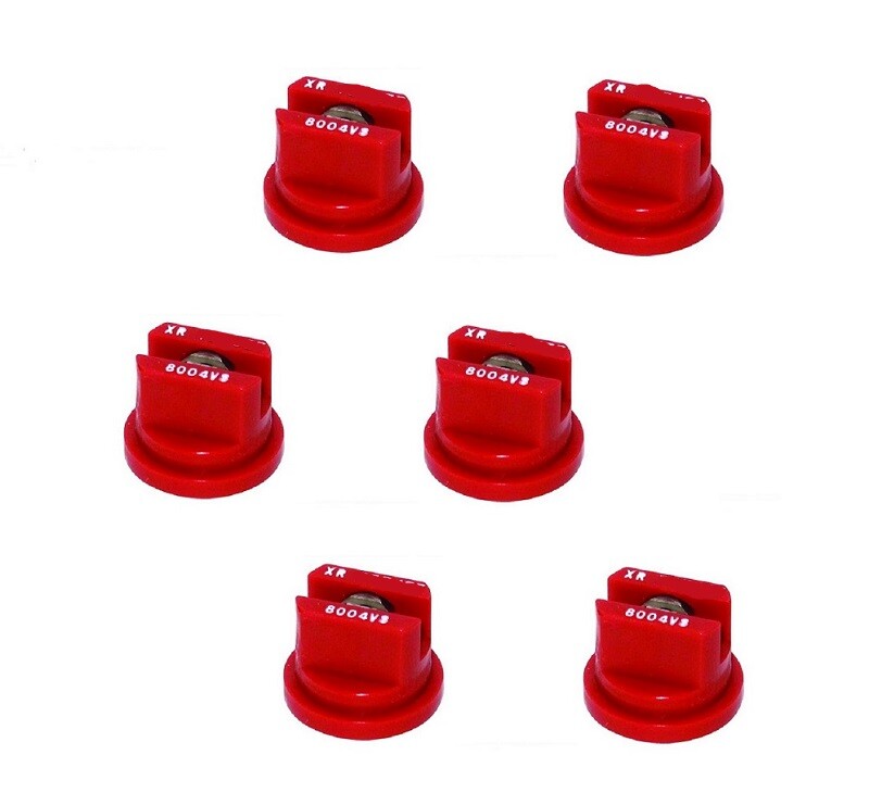 Pack of 6 - TeeJet Extended Range Flat Spray Tips Red 80° Polymer w/ SS Insert