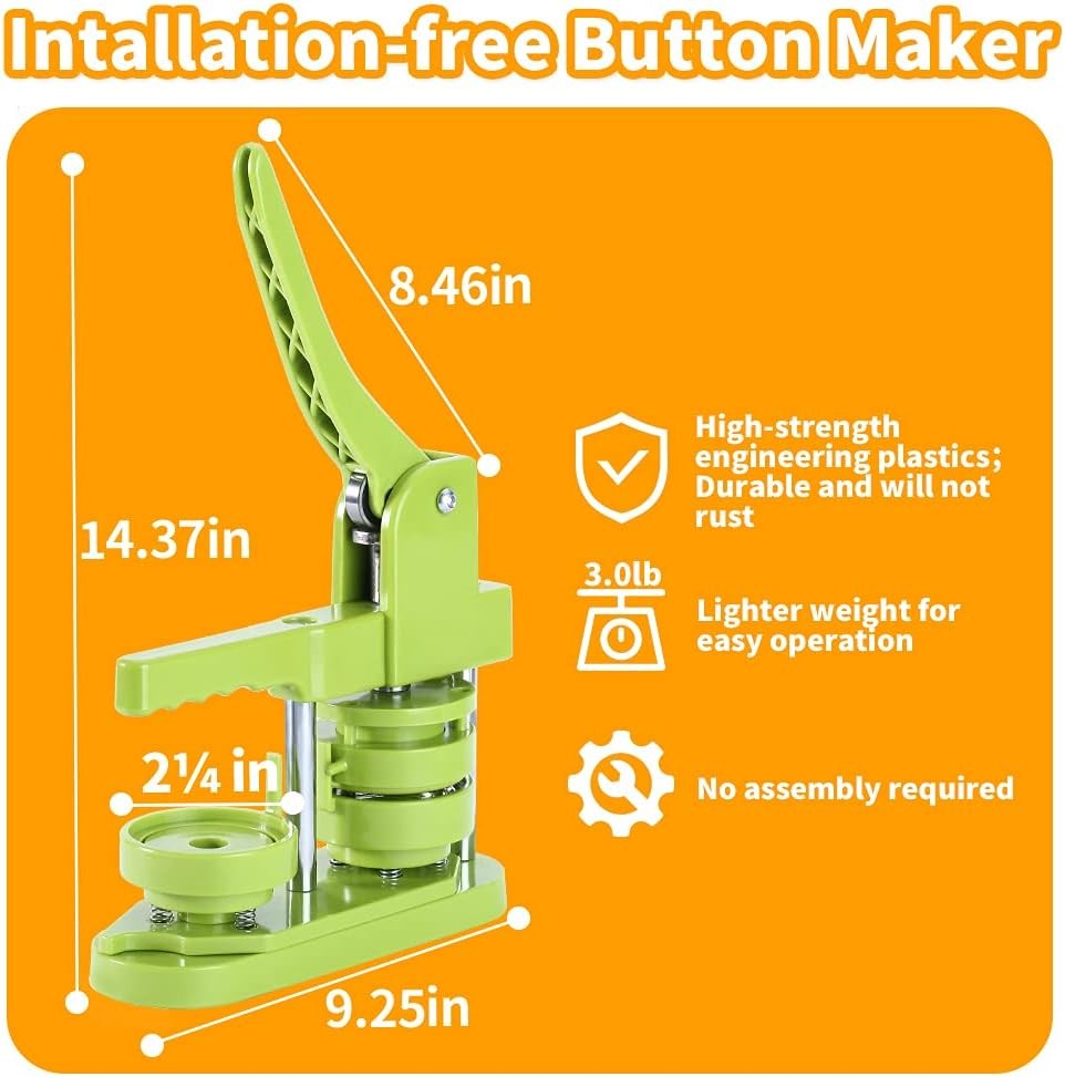 Button Maker Machine 58mm (2.25 in) Installation-Free, DIY Button Pin Maker M...