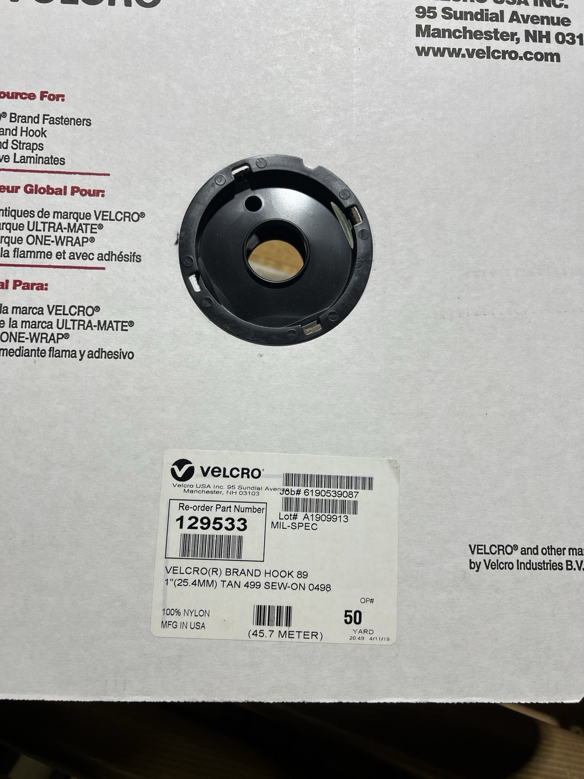 Velcro® Brand 1” TAN 499 HOOK & LOOP SEW-ON-TYPE 50 YRDS On EACH ROLL