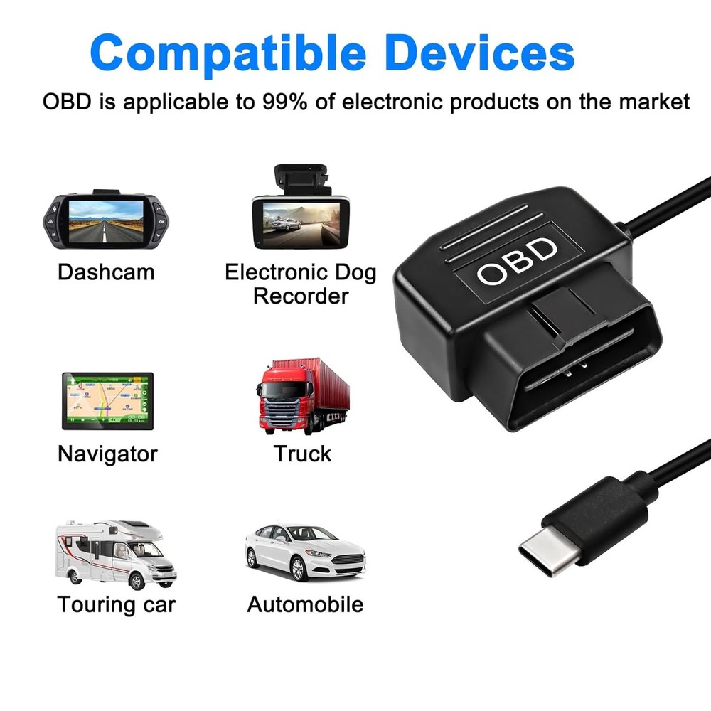 XMSJSIY OBD Power Cable for Dash Camera Type C OBD2 Adapter...