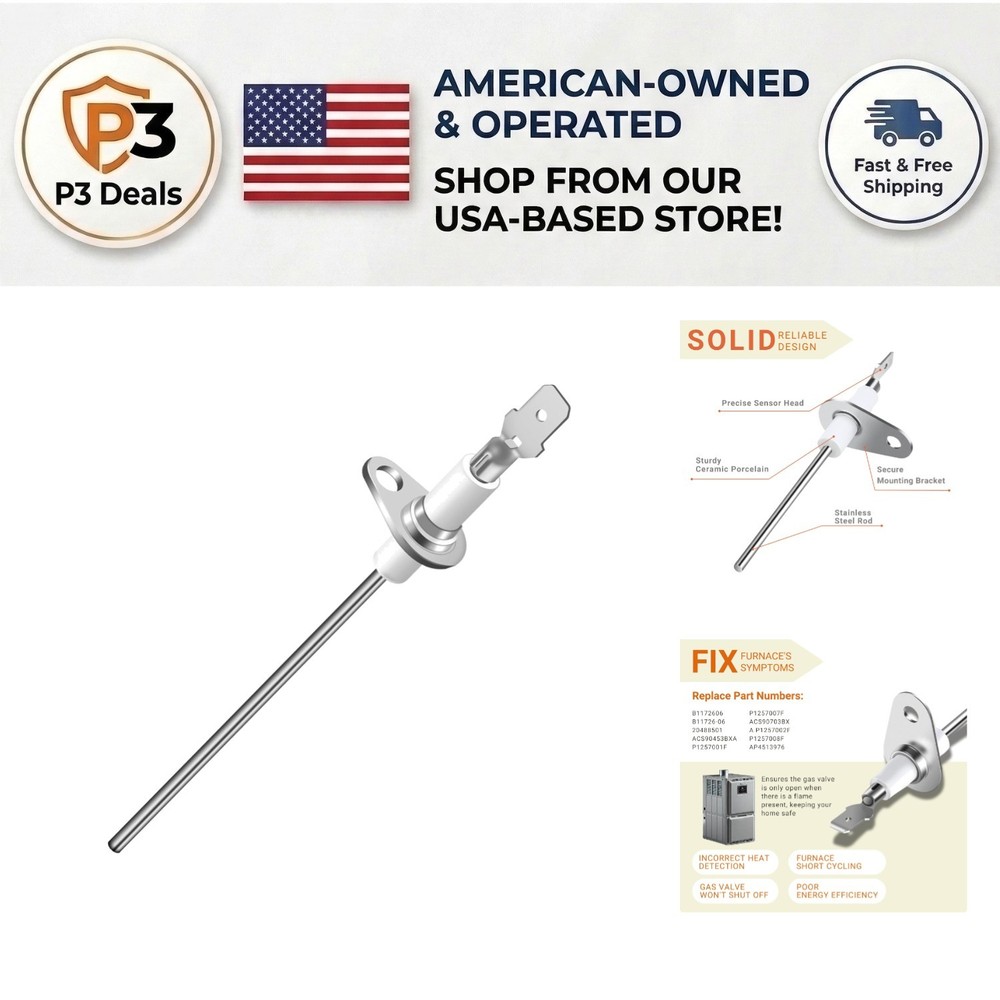 Durable Stainless Steel Flame Sensor for Efficient Flame Detection - 5x7x1