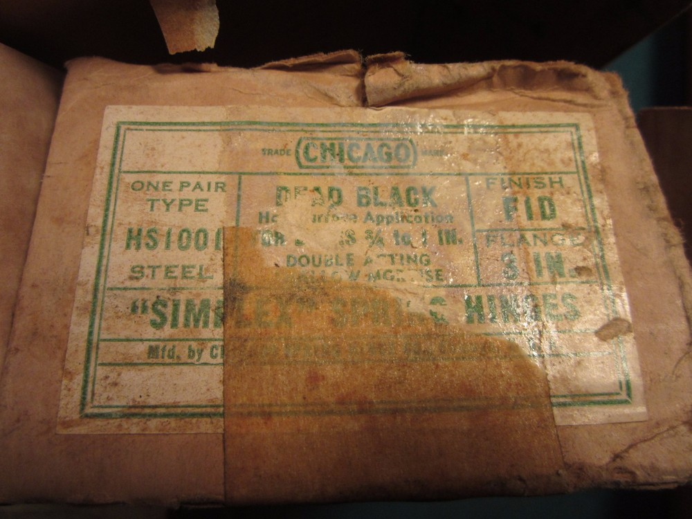 Vintage Chicago Simplex 3 inch spring hinges HS1001