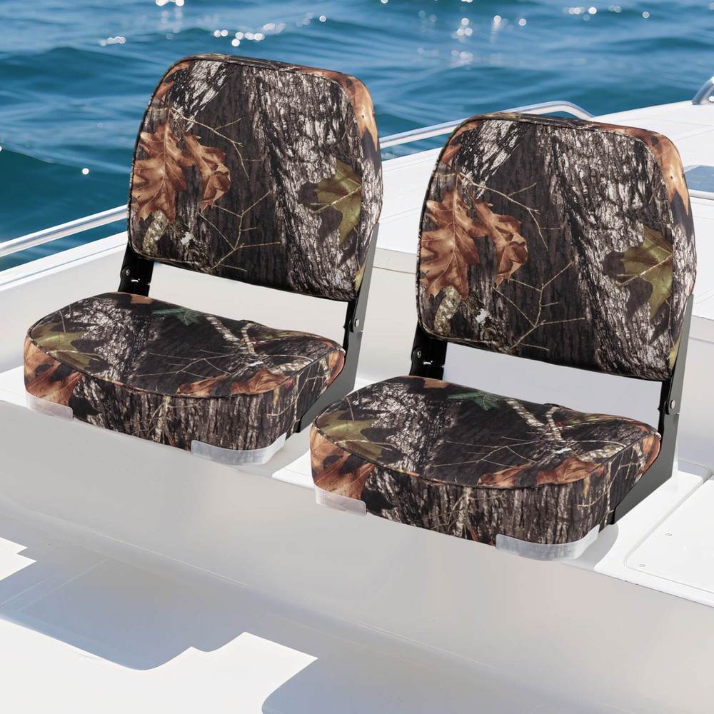 2-Pack Folding Boat Seats w/ Thick Sponge Padding Fixing Bolts Hinges