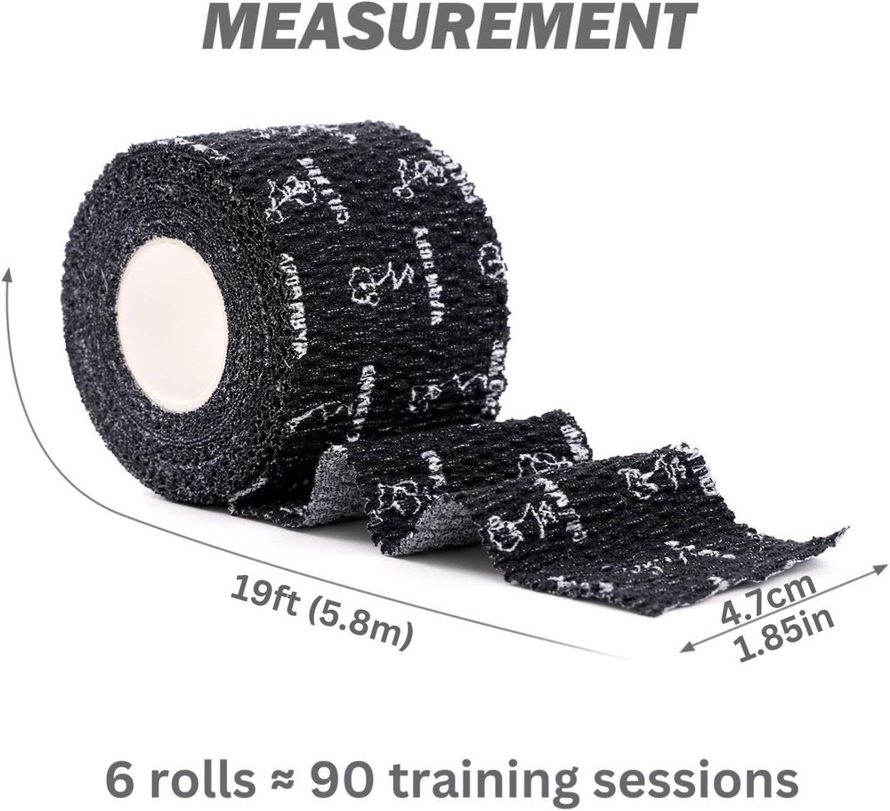 Flexible Thumb Hookgrip for Cross Training - Black (6 Rolls)