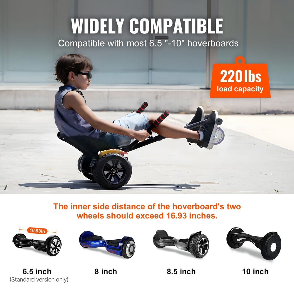 Adjustable Frame 220lb Capacity for 6.5" 8" 8.5" 10" Hoverboard Seat Attachment