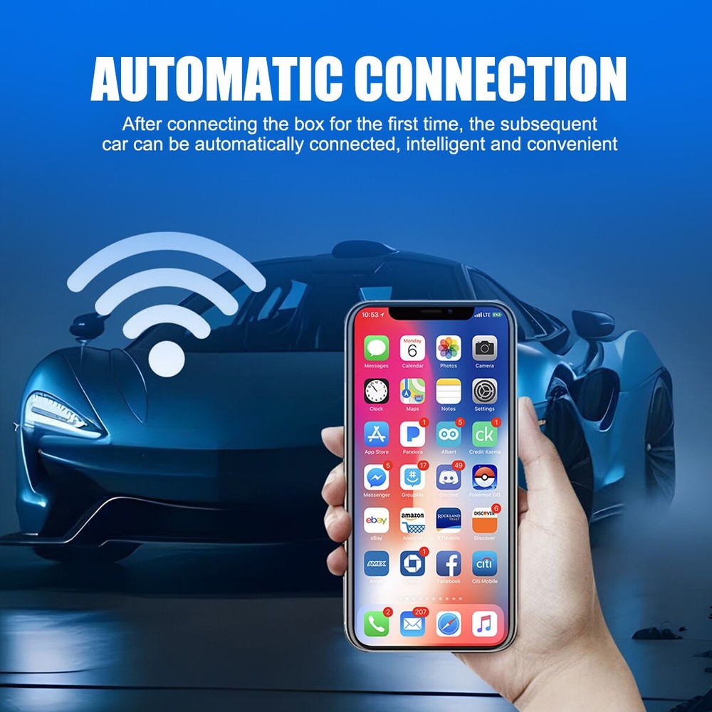 USB CarPlay Wireless Adapter 2-in-1 for iPhone Android Auto Compact Size Design