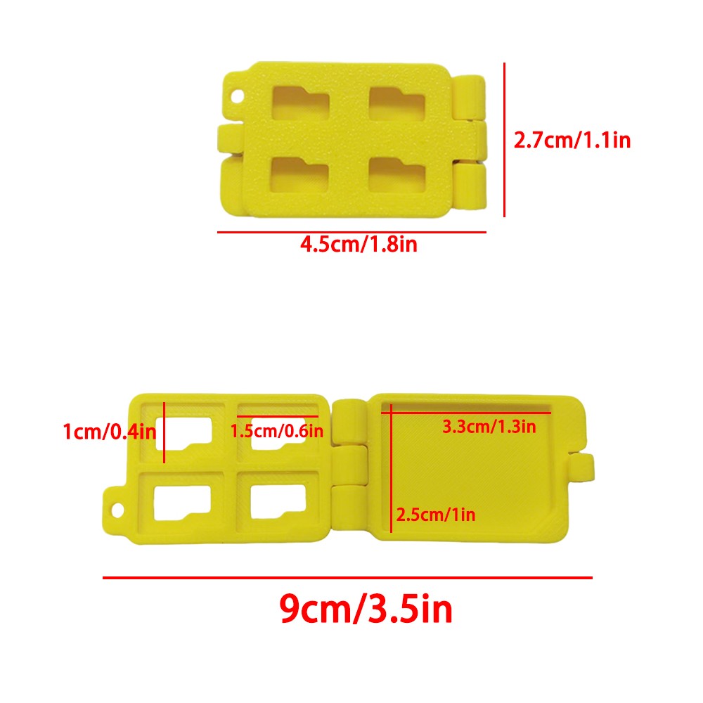 3D Printed Mini Portable Storage Memory Card Case Fits 1 SD+4 Micro SD TF