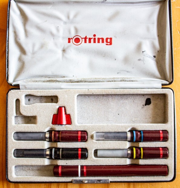 draughting pens and stencils