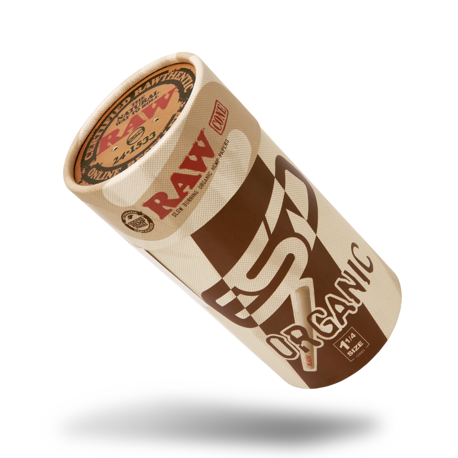 RAW Organic 1 1/4 Size Pre-Rolled Cones | 100 Pack | Slow Burning Papers